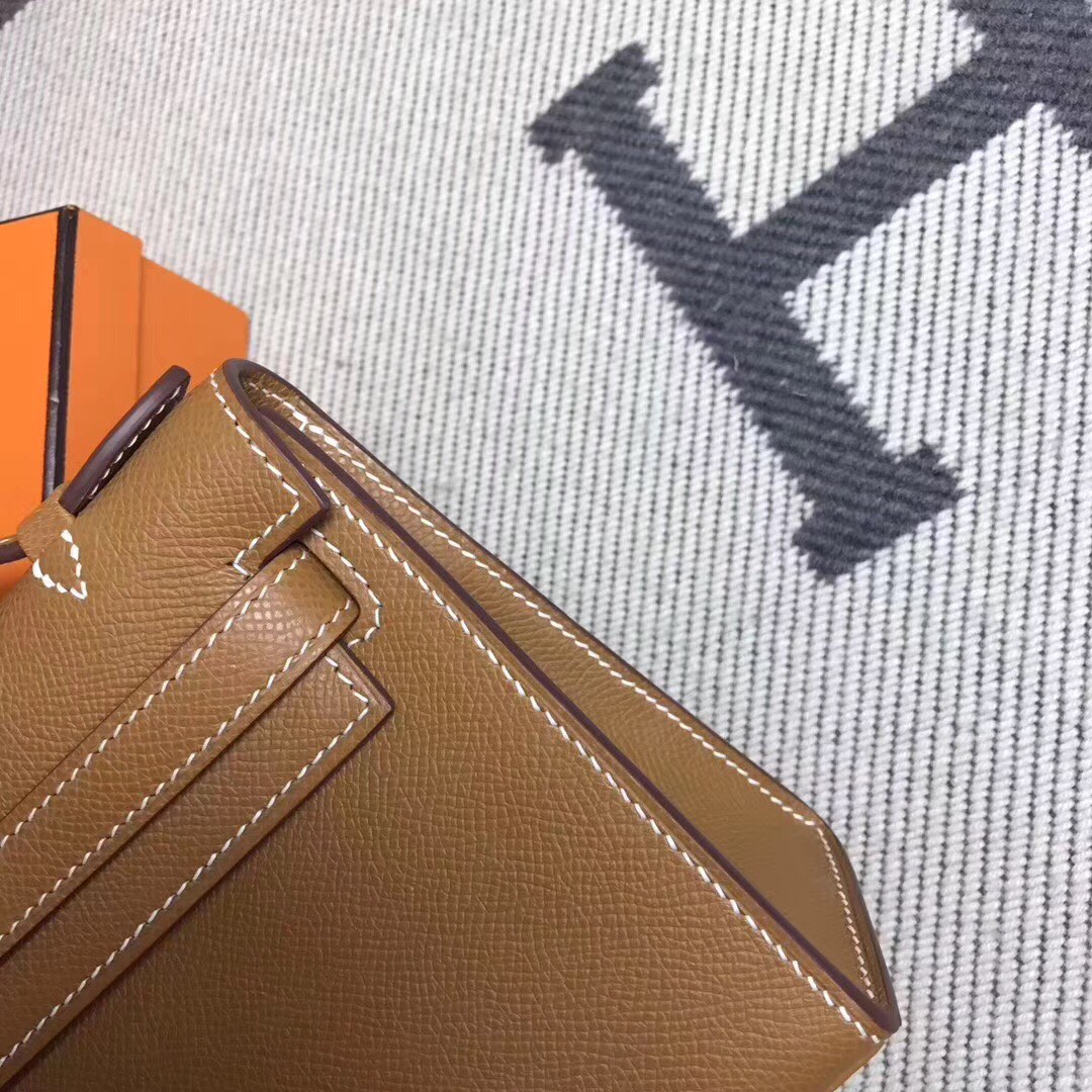 에르메스 미니 켈리백22 골드브라운 은장 앱송